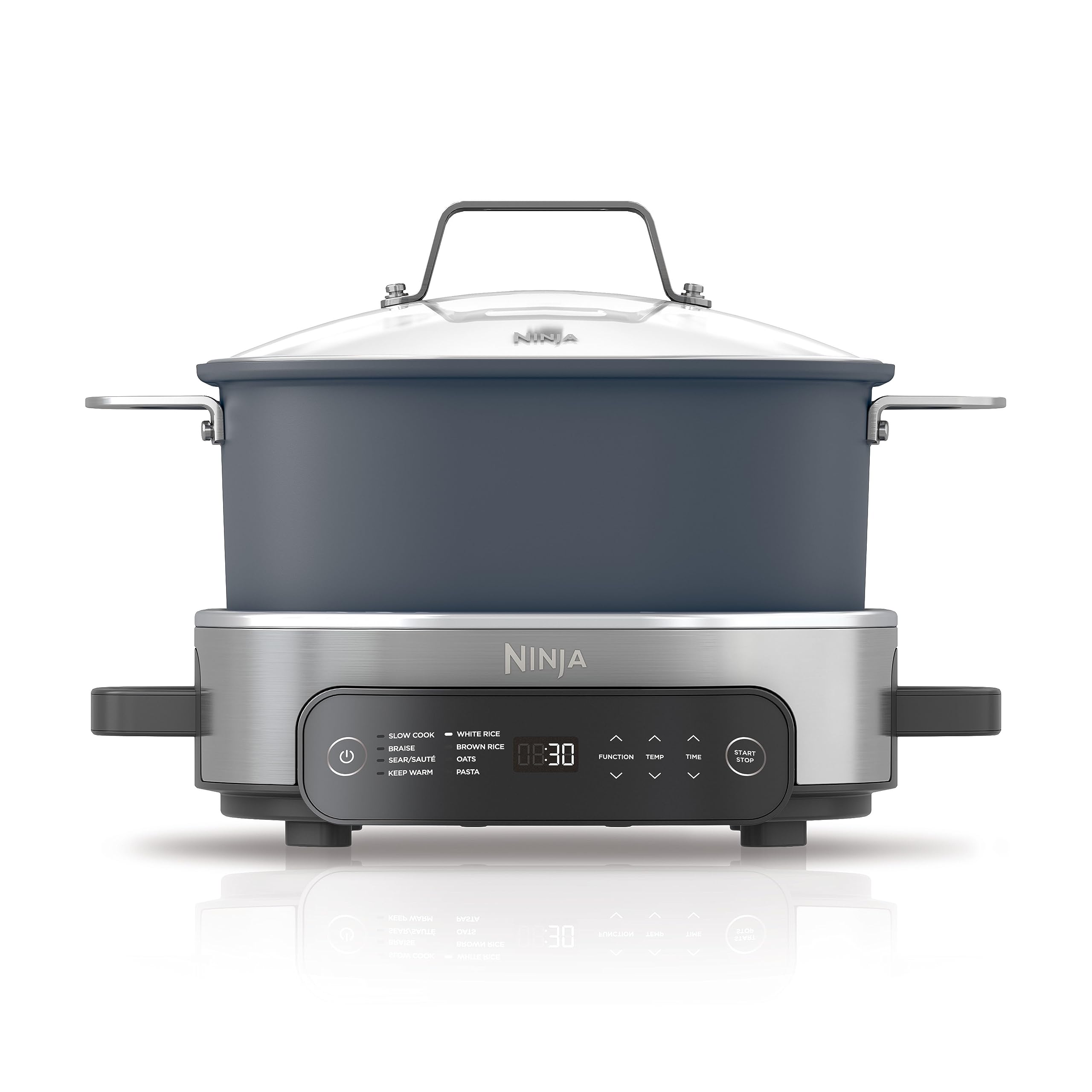 Ninja Foodi PossibleCooker Pro 6-Qt pot with cast stainless handles enables easy transport.