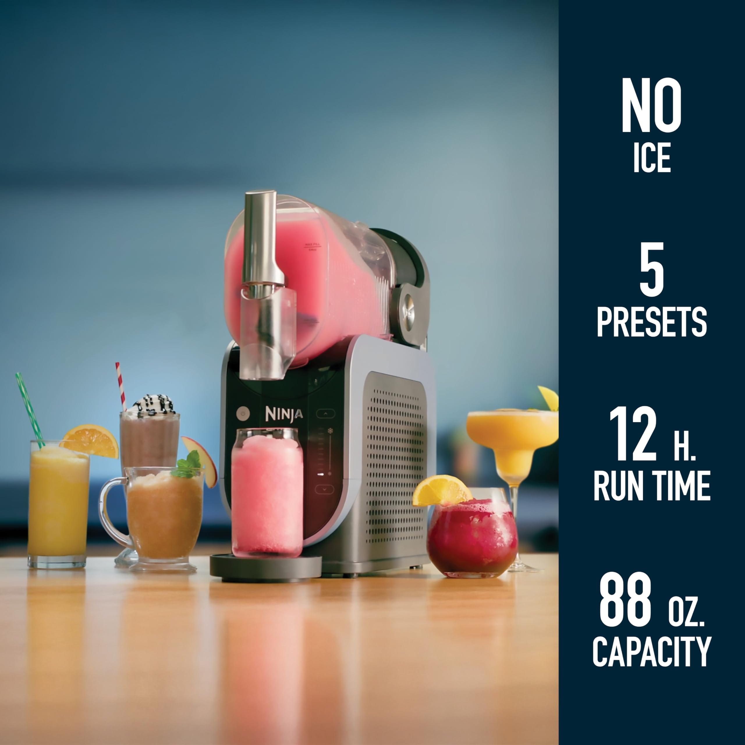 Ninja SLUSHi 88oz vessel enables large-batch servings for gatherings.