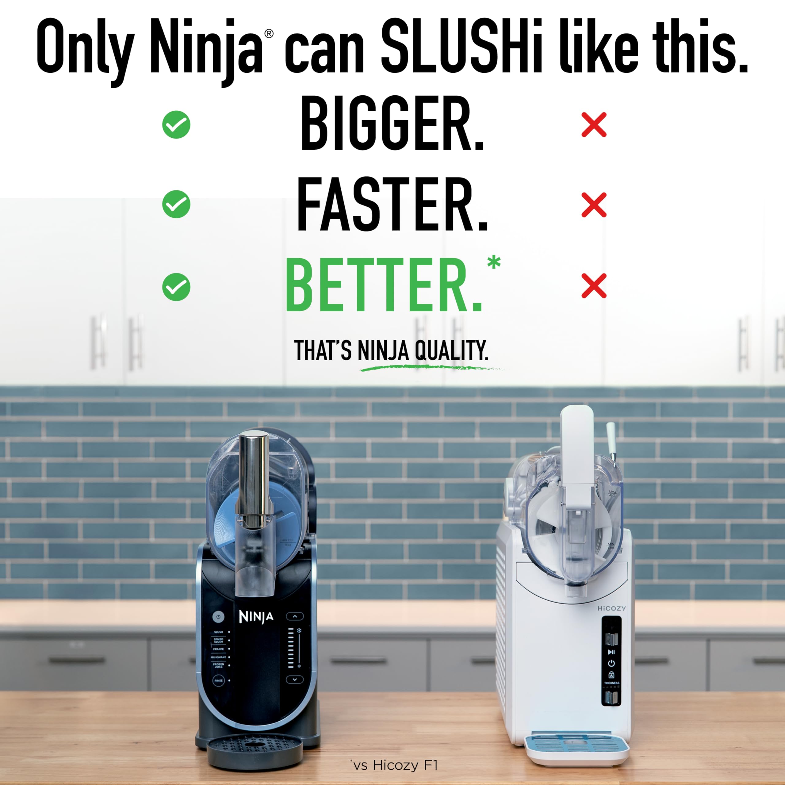 Ninja SLUSHi no-ice-needed design creates smooth, ready-to-serve slush.