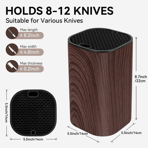 Ninonly knife block double wave layer protects blades and prevents rattling.