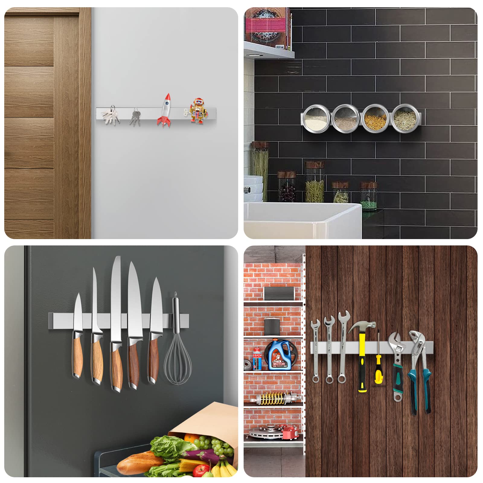 Ninonly modern stainless knife bar design enhances kitchen aesthetics.