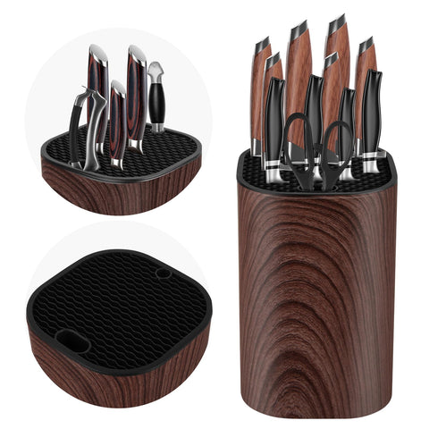 Ninonly universal knife block without knives, 3-in-1 design for tidy, space-saving kitchen organization.