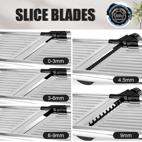 NIOSAVM stainless steel blades close-up highlighting precision slicing