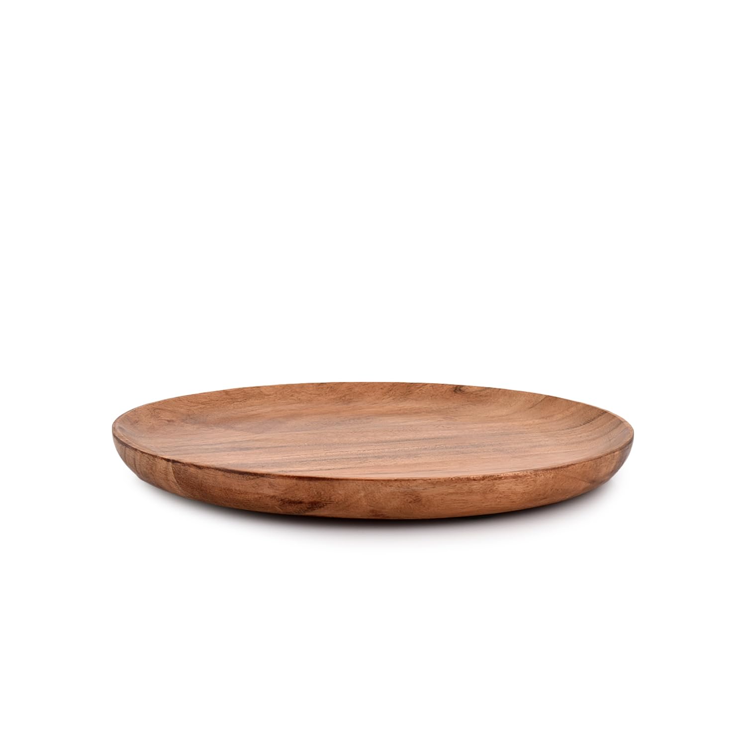 NIRMAN acacia wood dinner plates multi-use for salads, desserts, and snacks.