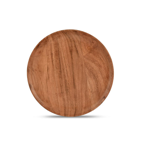 NIRMAN acacia wood dinner plates serving setup for family meals and entertaining.