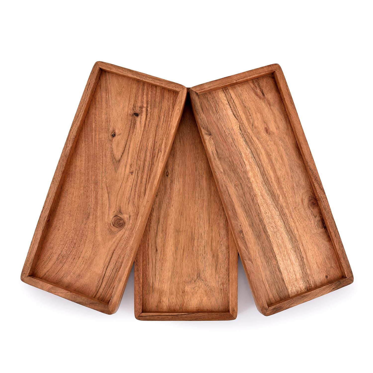 NIRMAN Acacia rectangular platter raised lip preventing spills during serving