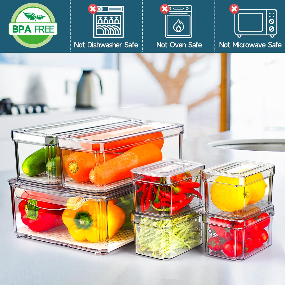 NISILIN fridge-bin lids BPA-free with clear design protecting contents