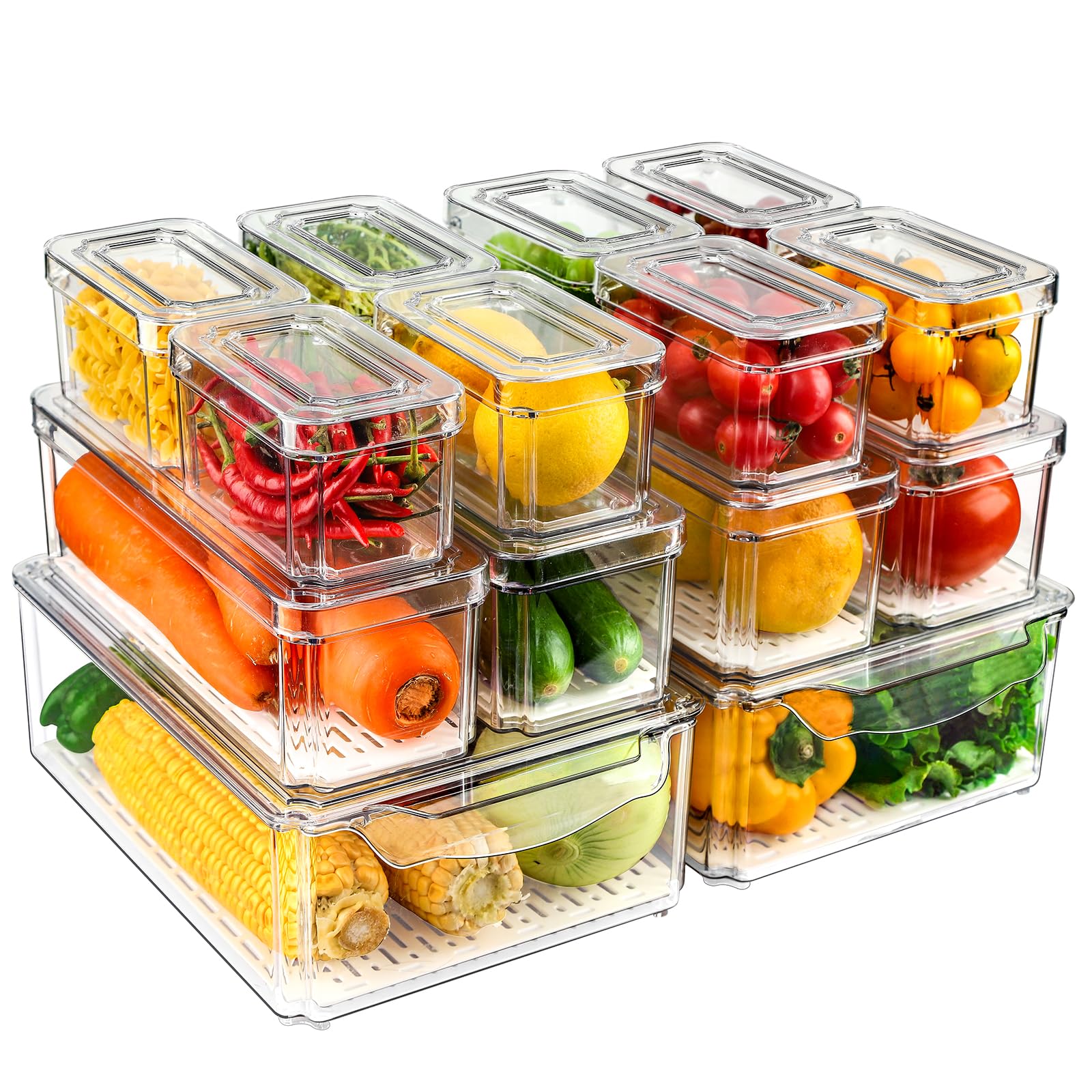NISILIN fridge organizers 14-pack stackable bins for organized storage