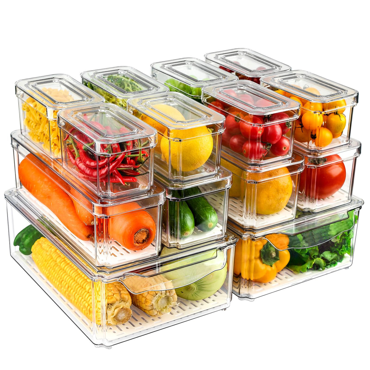 NISILIN fridge organizers 14-pack stackable bins for organized storage