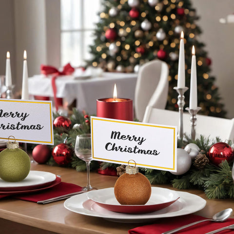 Nitial name cards for table setting provide clear guest labeling