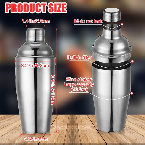 Nitial stainless-steel Boston shaker 18.6 oz, durable and polished for frequent use.