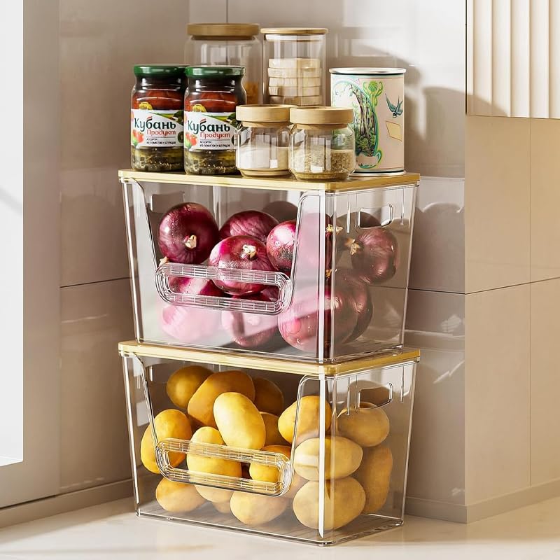 NITOOR clear acrylic bin offers quick visibility of contents.