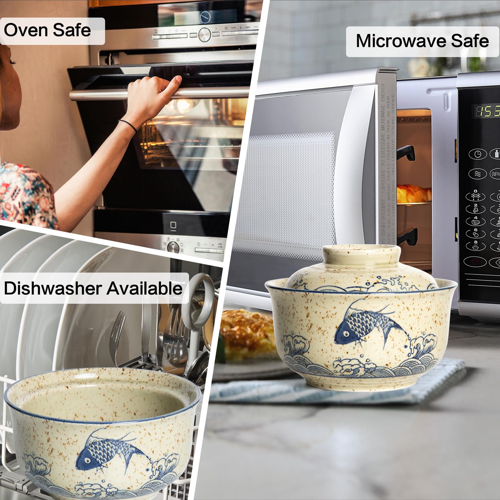 Niturceal retro-style bowls evoke traditional Japanese dining.