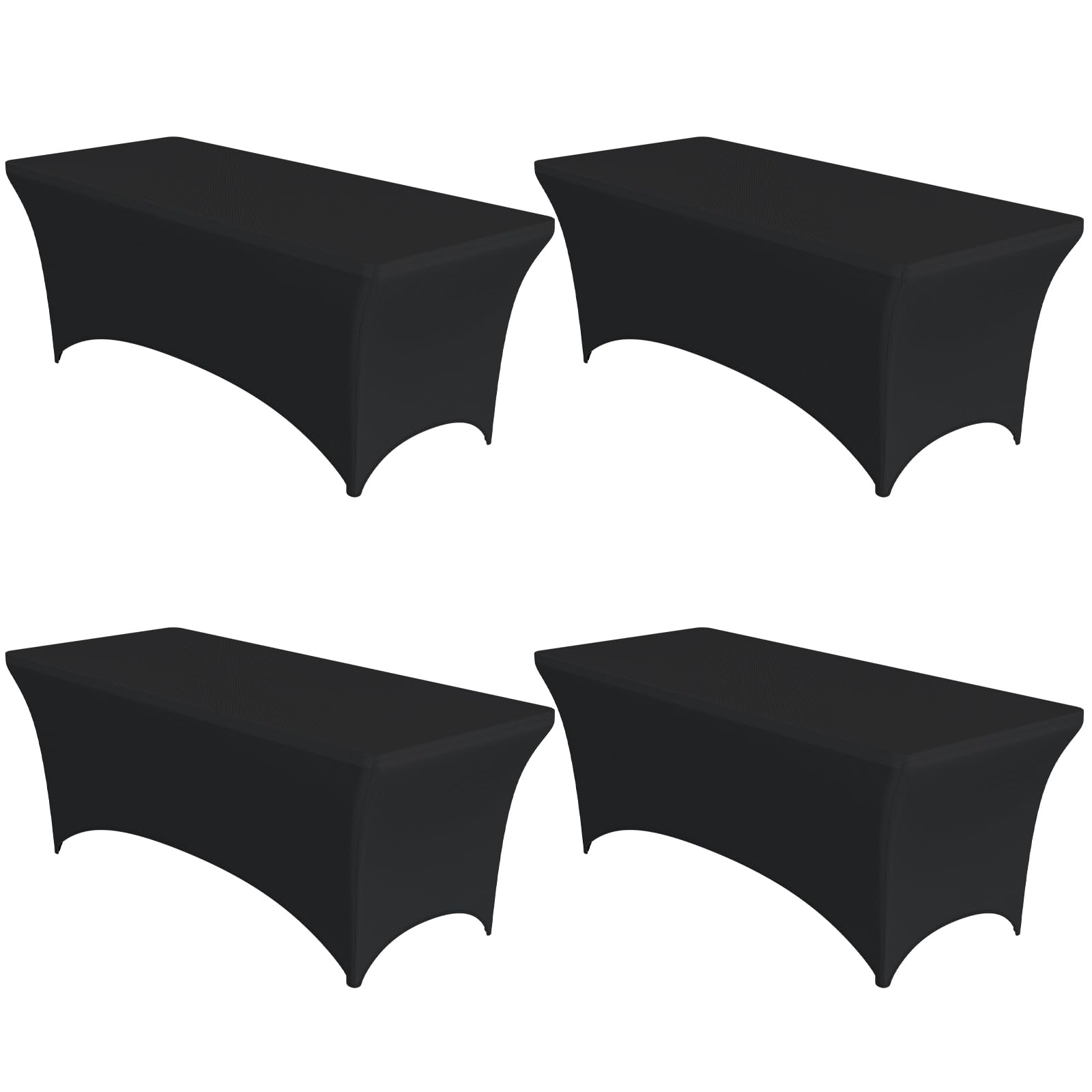 Niuara 4-pack black spandex tablecloths on a rectangle table for a sleek setup