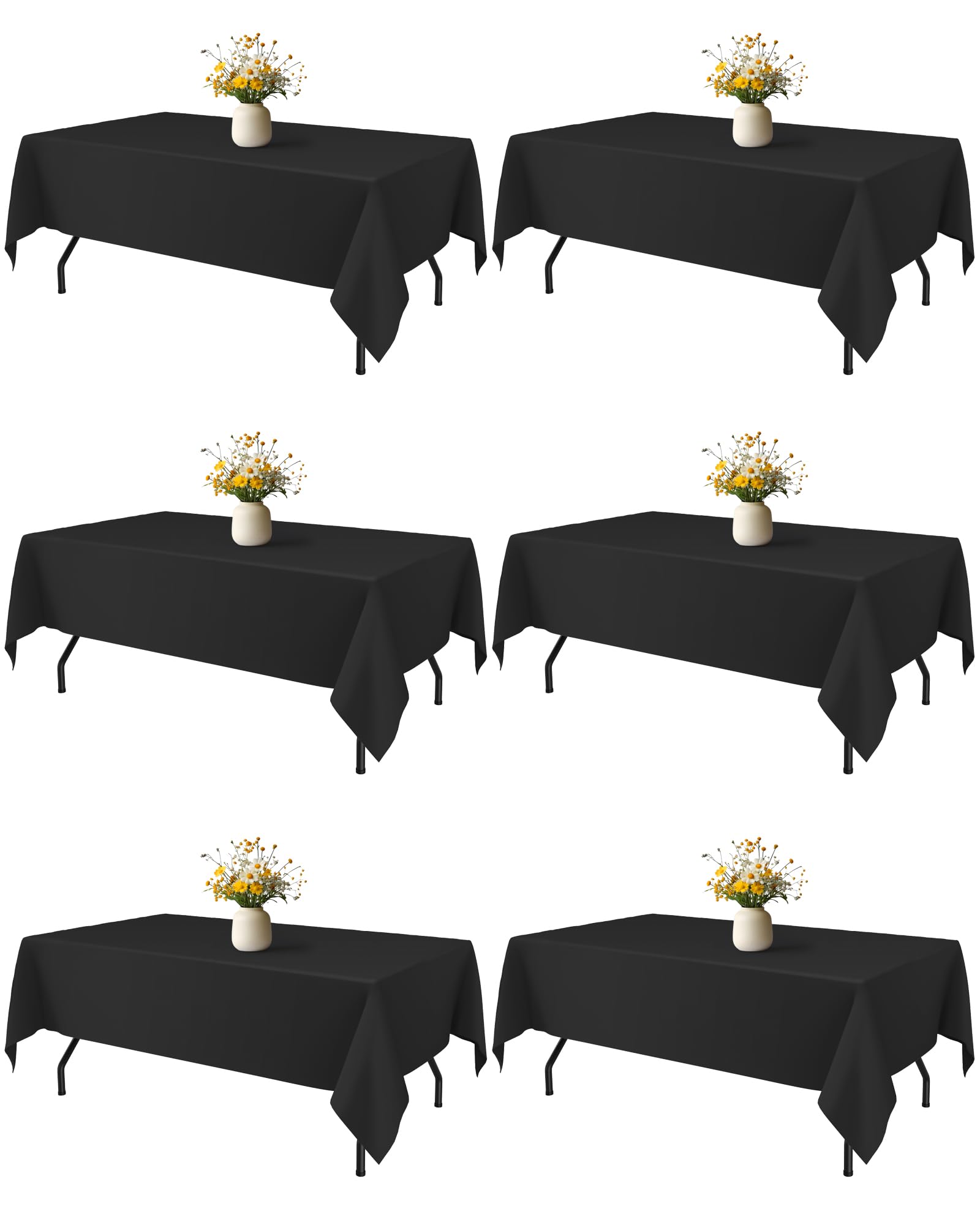 Niuara Black Rectangle Table Cloth draped for a wedding, creating a clean, elegant table setting.