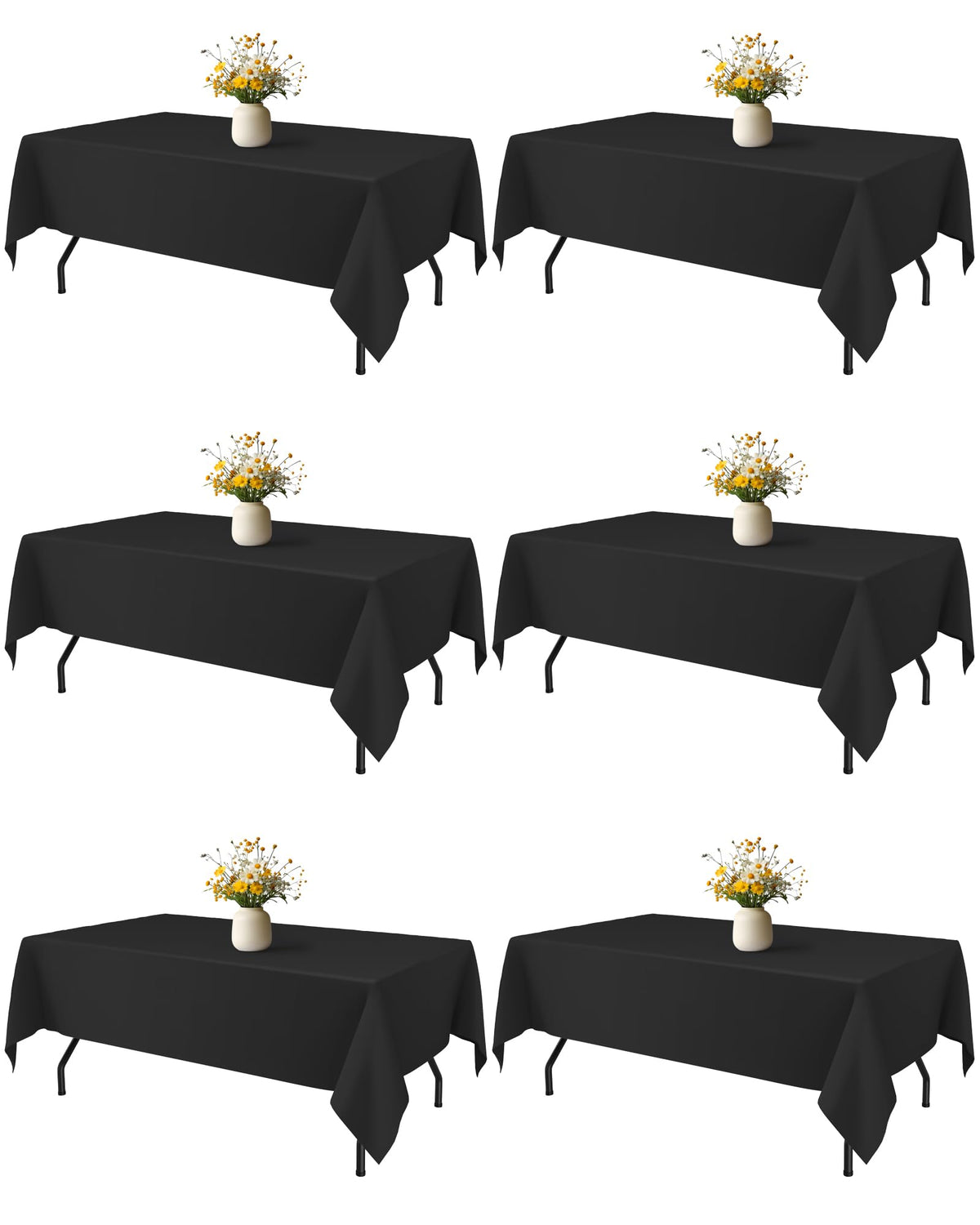 Niuara Black Rectangle Table Cloth draped for a wedding, creating a clean, elegant table setting.