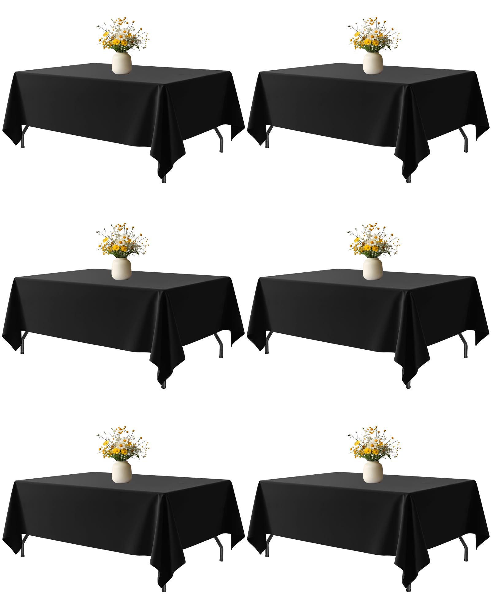 Niuara black tablecloth with drape for 5ft tables, enhancing event visuals