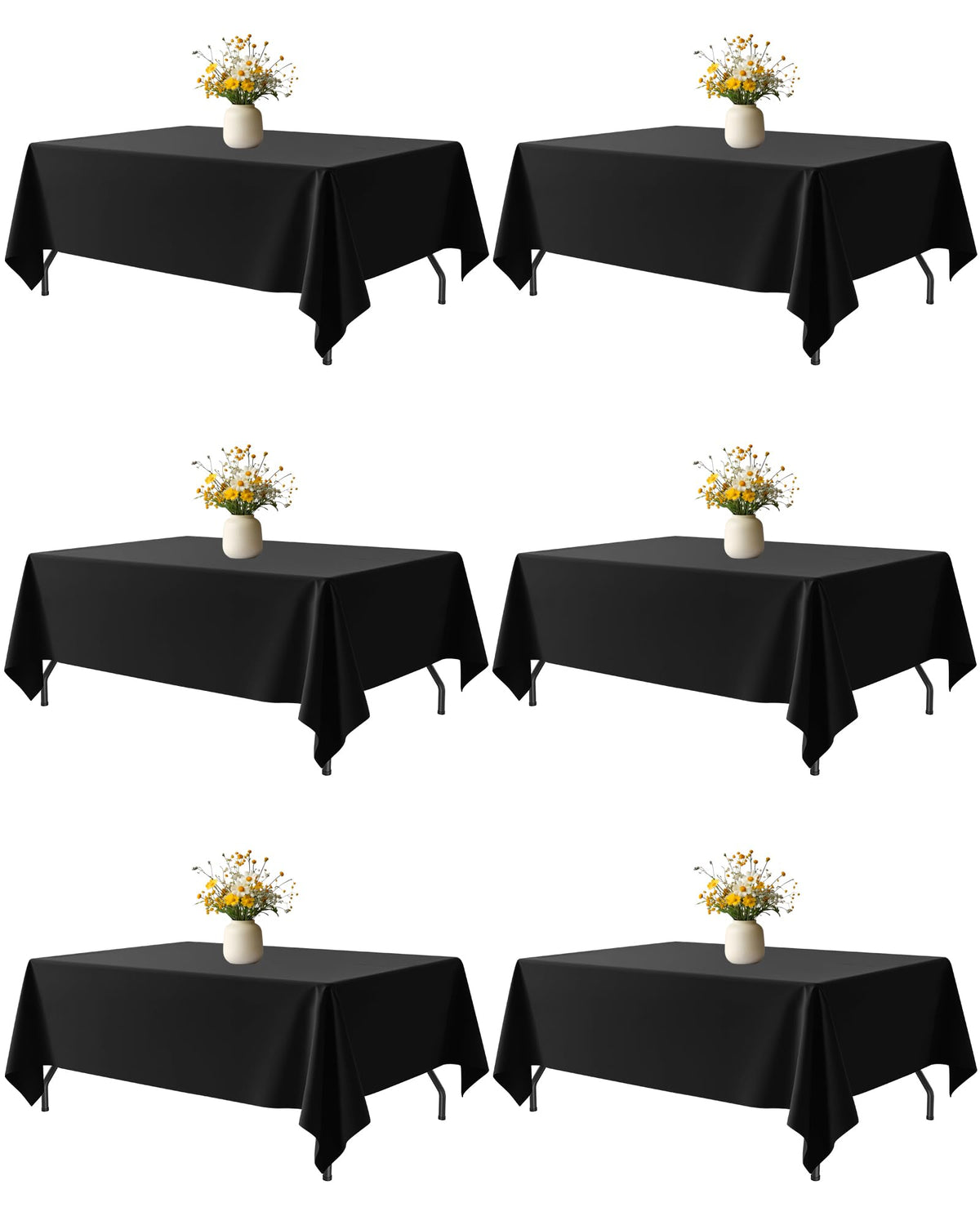 Niuara black tablecloth with drape for 5ft tables, enhancing event visuals