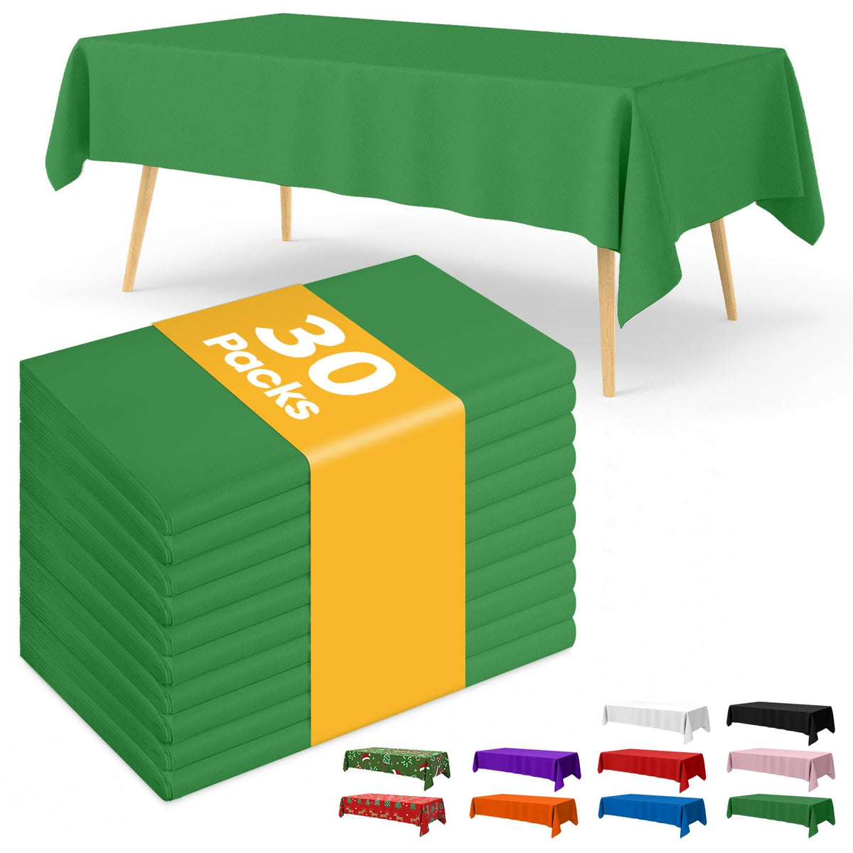 Niuara green tablecloth laid on a 6ft rectangle table for quick cleanup after meals.