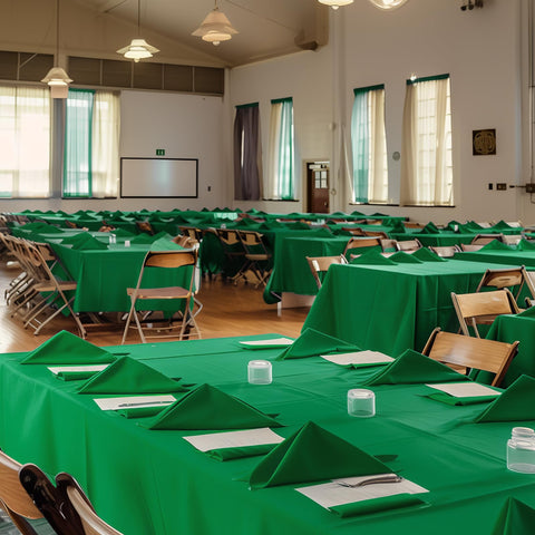 Niuara green tablecloth close-up shows durable PEVA material for spill protection.