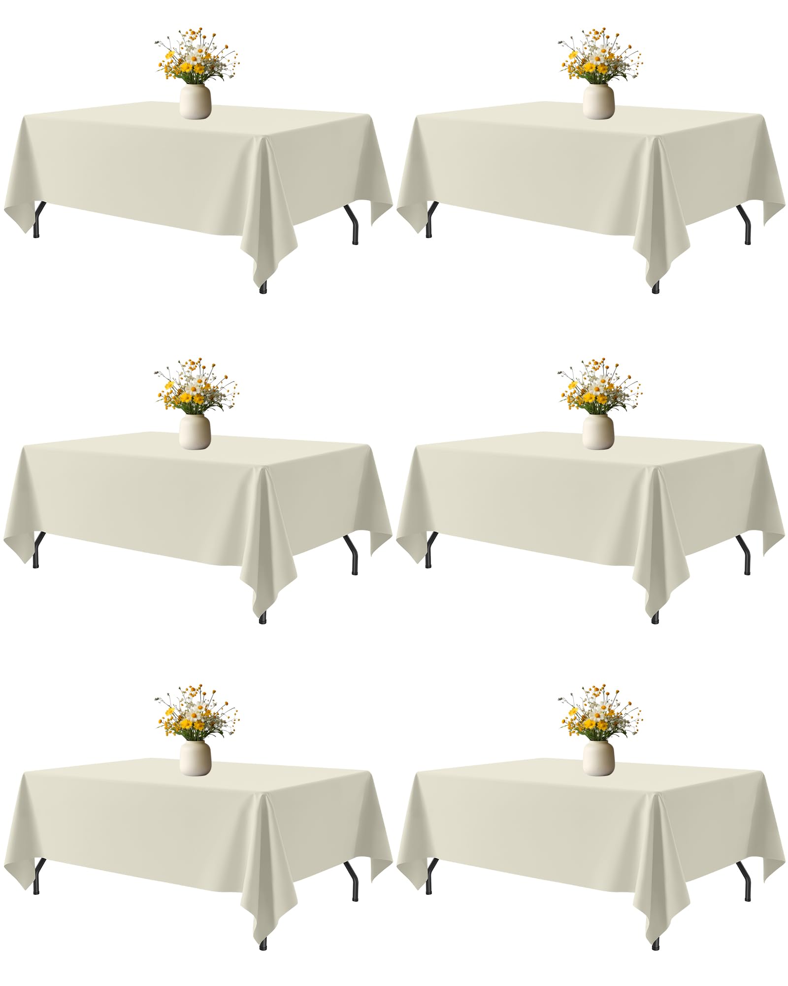 Niuara Ivory rectangle tablecloth 60x102 inches on a 5ft table.