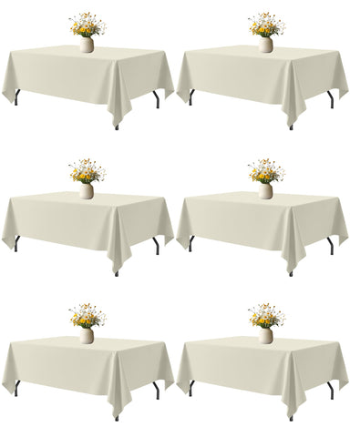 Niuara Ivory rectangle tablecloth 60x102 inches on a 5ft table.