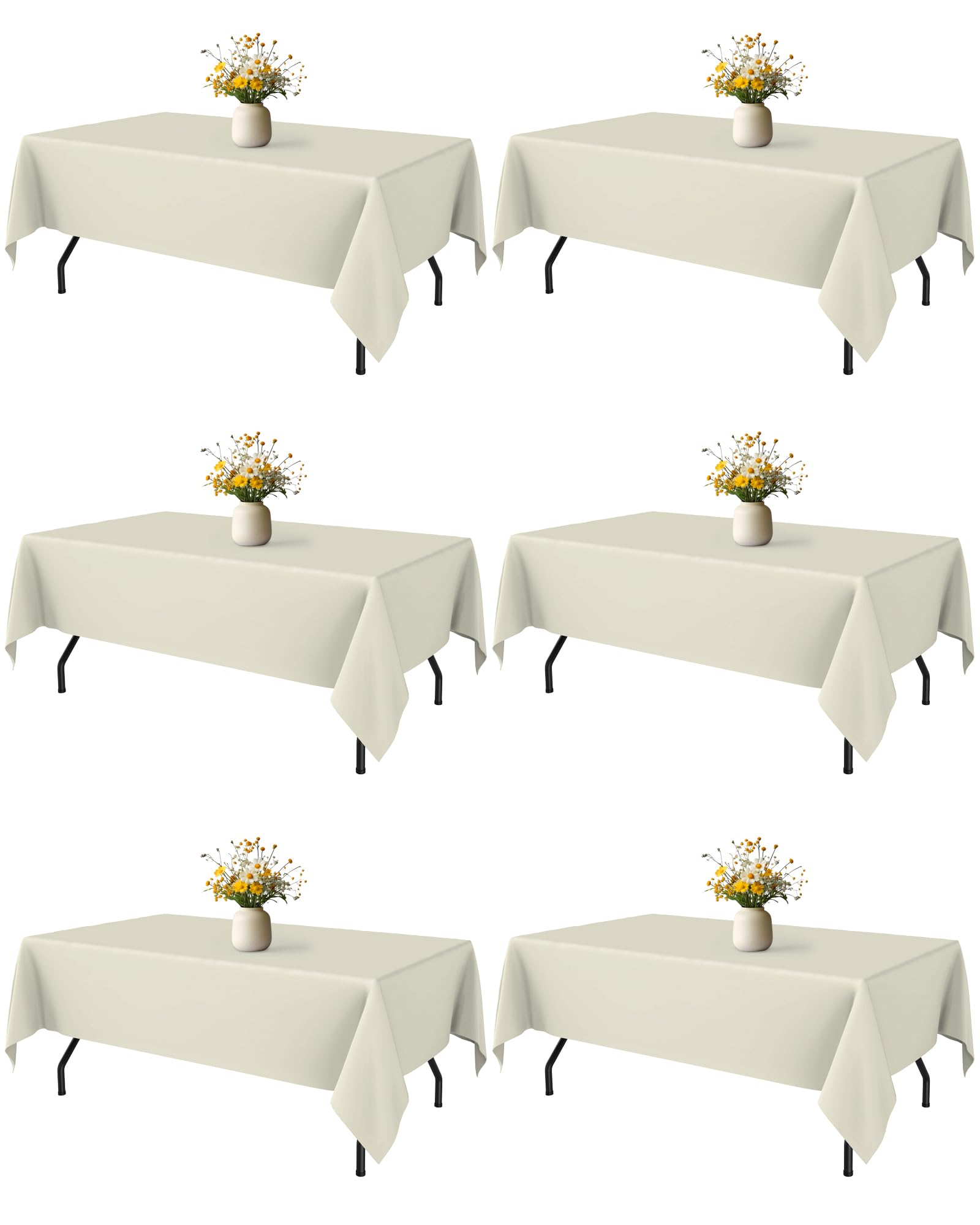 Niuara Ivory 60x84 rectangle tablecloth drapes elegantly on a 5ft table.