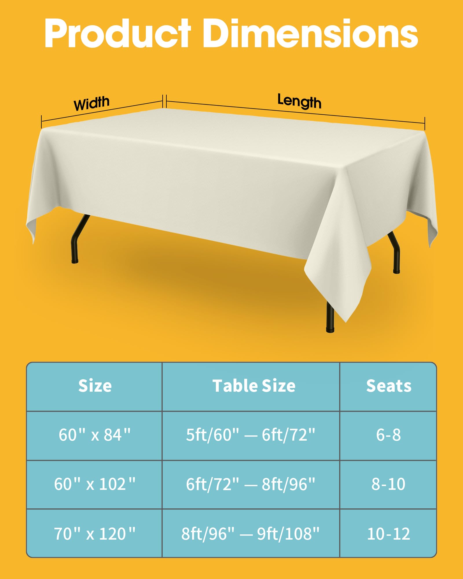 Niuara Ivory tablecloth durable polyester suitable for reuse.