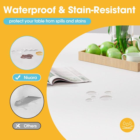 Niuara PEVA material round tablecloth shows durability and tear resistance.