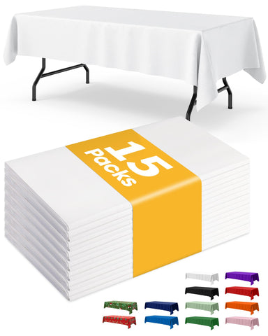 Niuara rectangle tablecloth on a 6ft table provides clean white coverage.