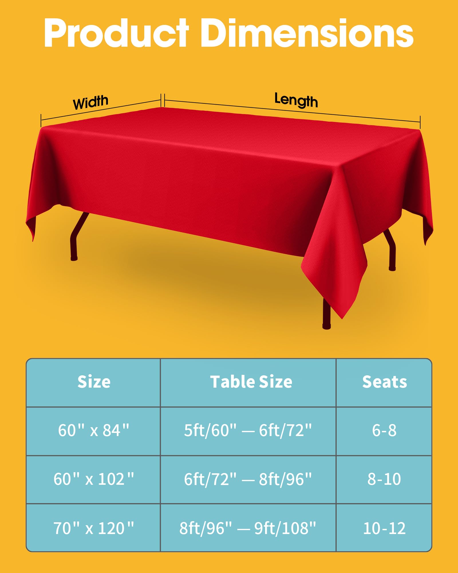Niuara six-pack tablecloths prepared for event setup, easy care and quick cleaning.