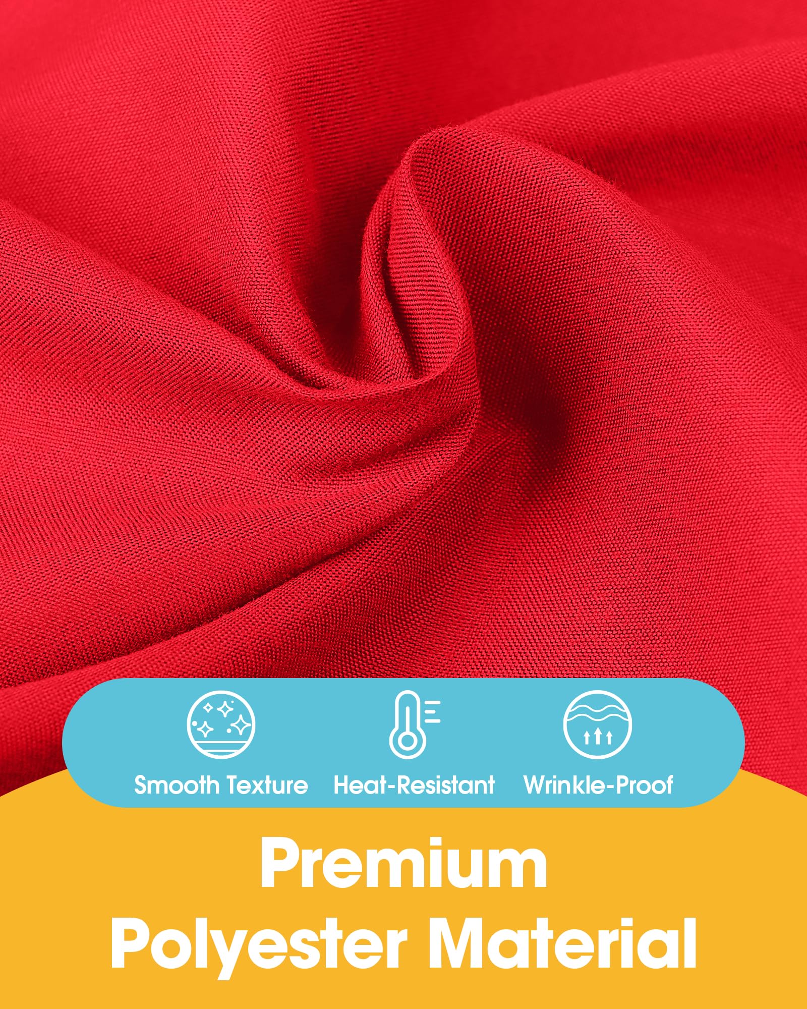 Niuara red rectangle table cloth on a 5ft table, showcases smooth drape for an elegant setup.