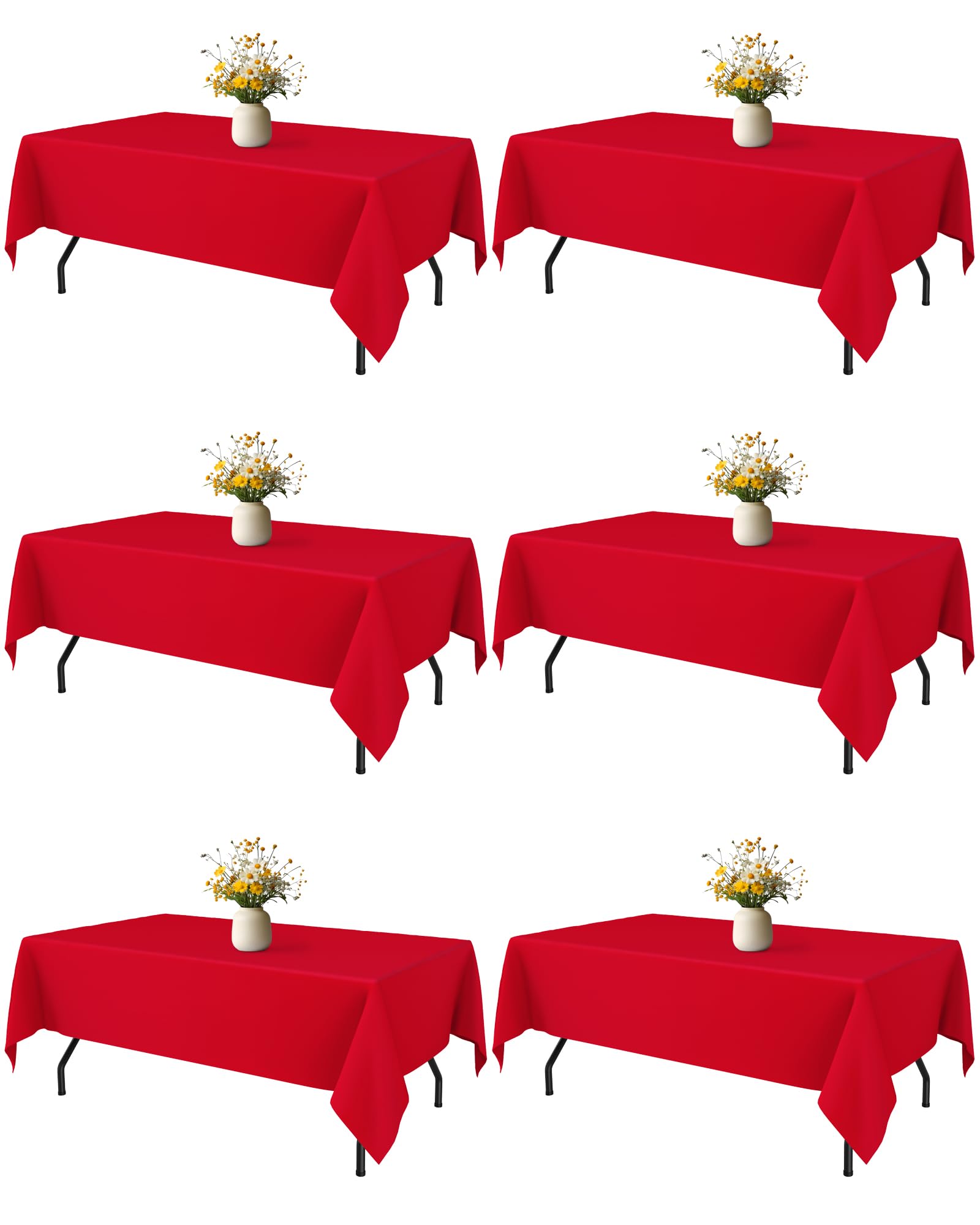 Niuara red rectangle tablecloth 60×84 on a 5ft table, six-pack setup for gatherings.