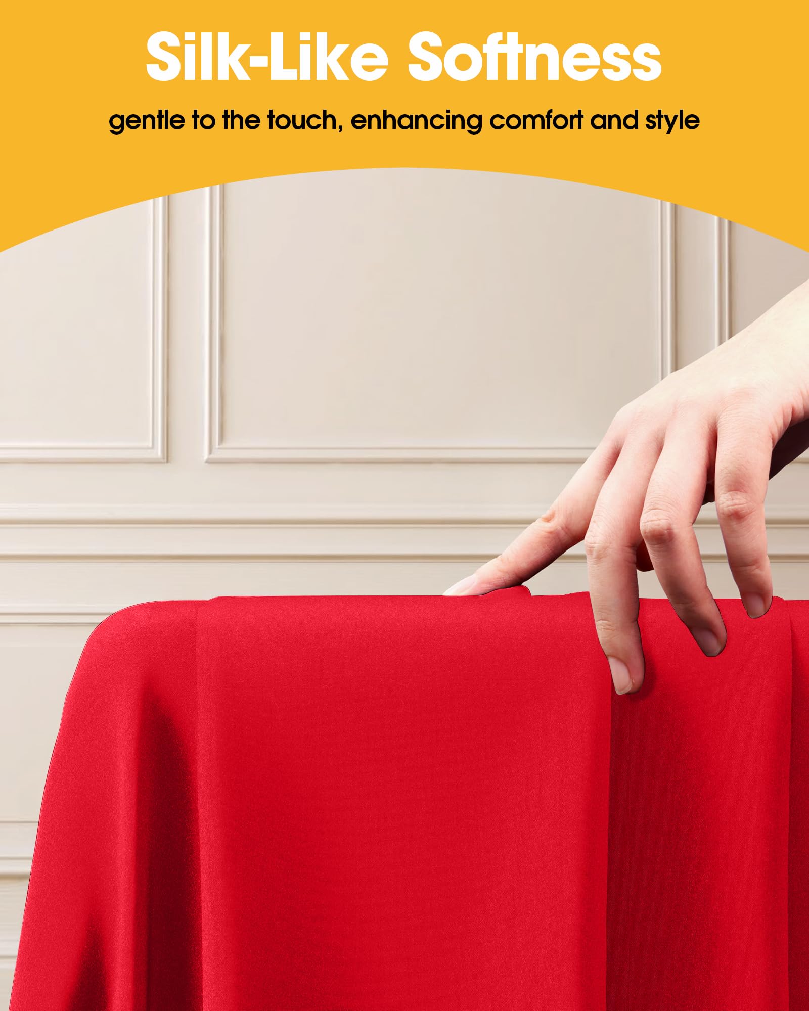 Niuara red tablecloth protects surfaces from heat with stylish look.