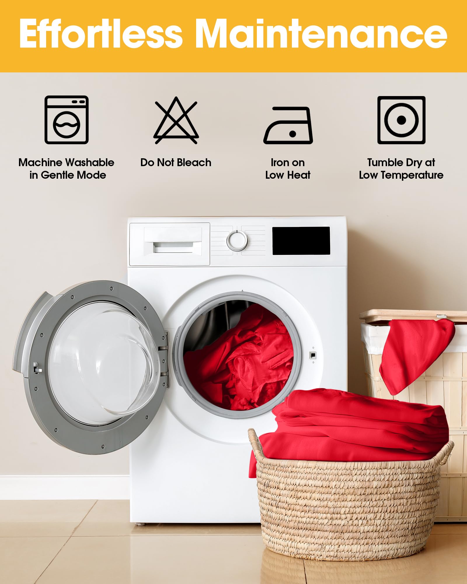 Machine-washable fabric and gentle cycle care for durability.