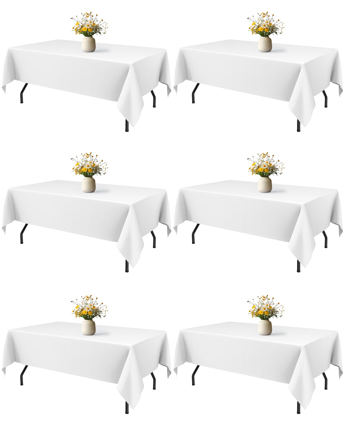 Niuara white rectangle table cloth draped on a 5ft table for an elegant dining setup