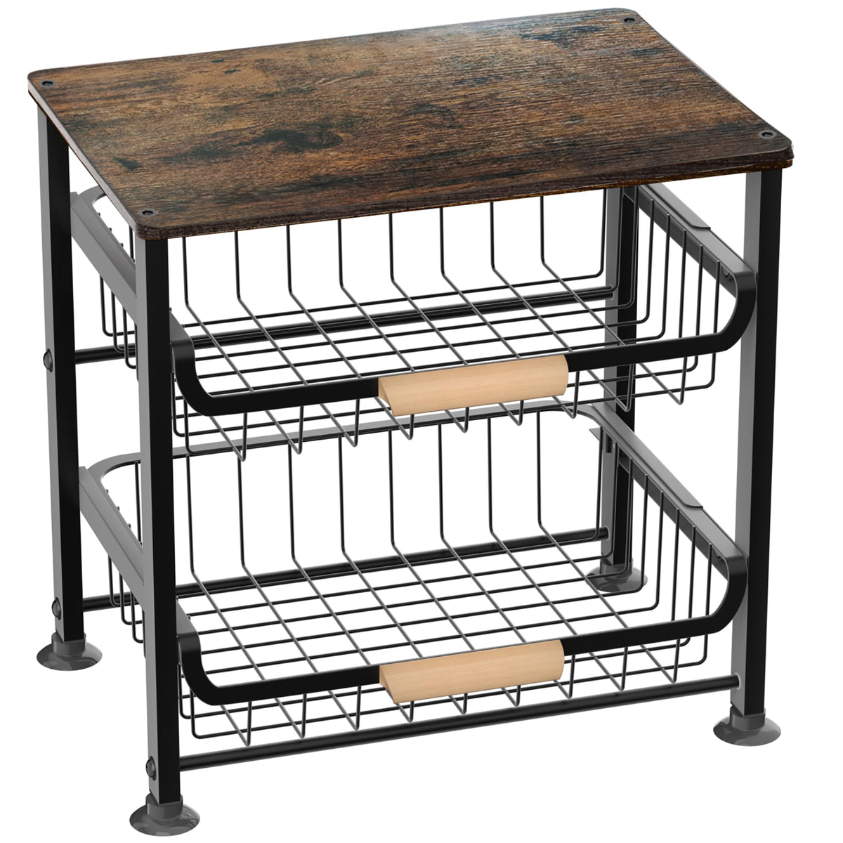 NiuYichee 3-layer pull-out metal basket on counter for easy fruit access and organized prep space
