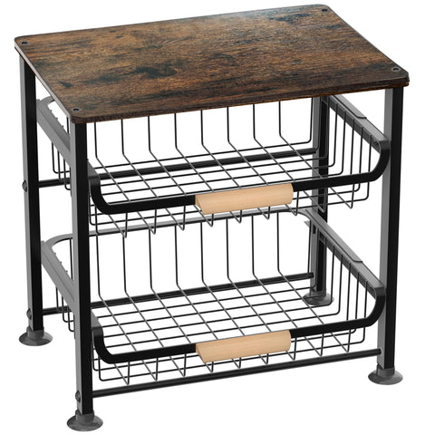 NiuYichee 3-layer pull-out metal basket on counter for easy fruit access and organized prep space