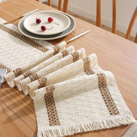 Niviy table runner 72in cream brown tone creates a welcoming dining ambiance