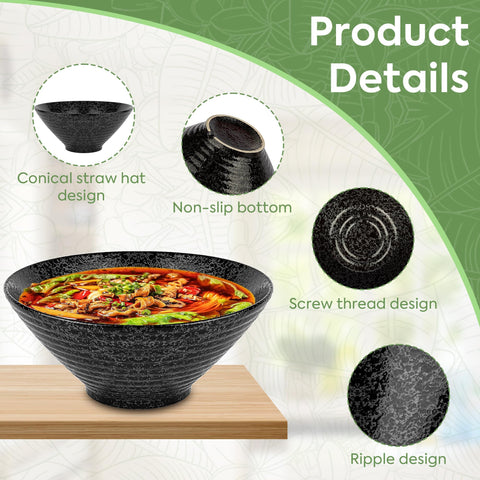 NJCHARMS 60 oz capacity bowls ideal for hearty portions of ramen or udon.