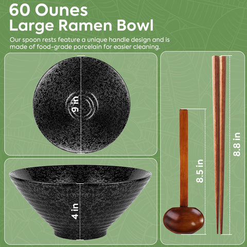 NJCHARMS chopsticks included with ramen bowls for authentic dining.
