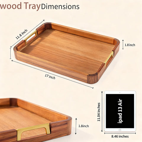 NLHL Acacia Wood Serving Tray raised edges prevent spills during service.