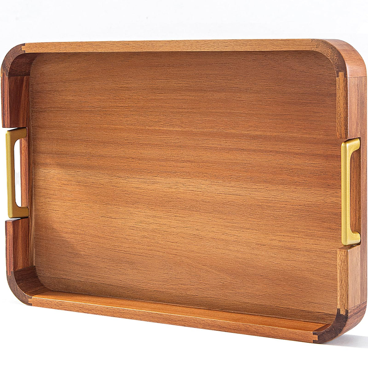 NLHL Acacia Wood Serving Tray top view highlights warm grain and sturdy construction.