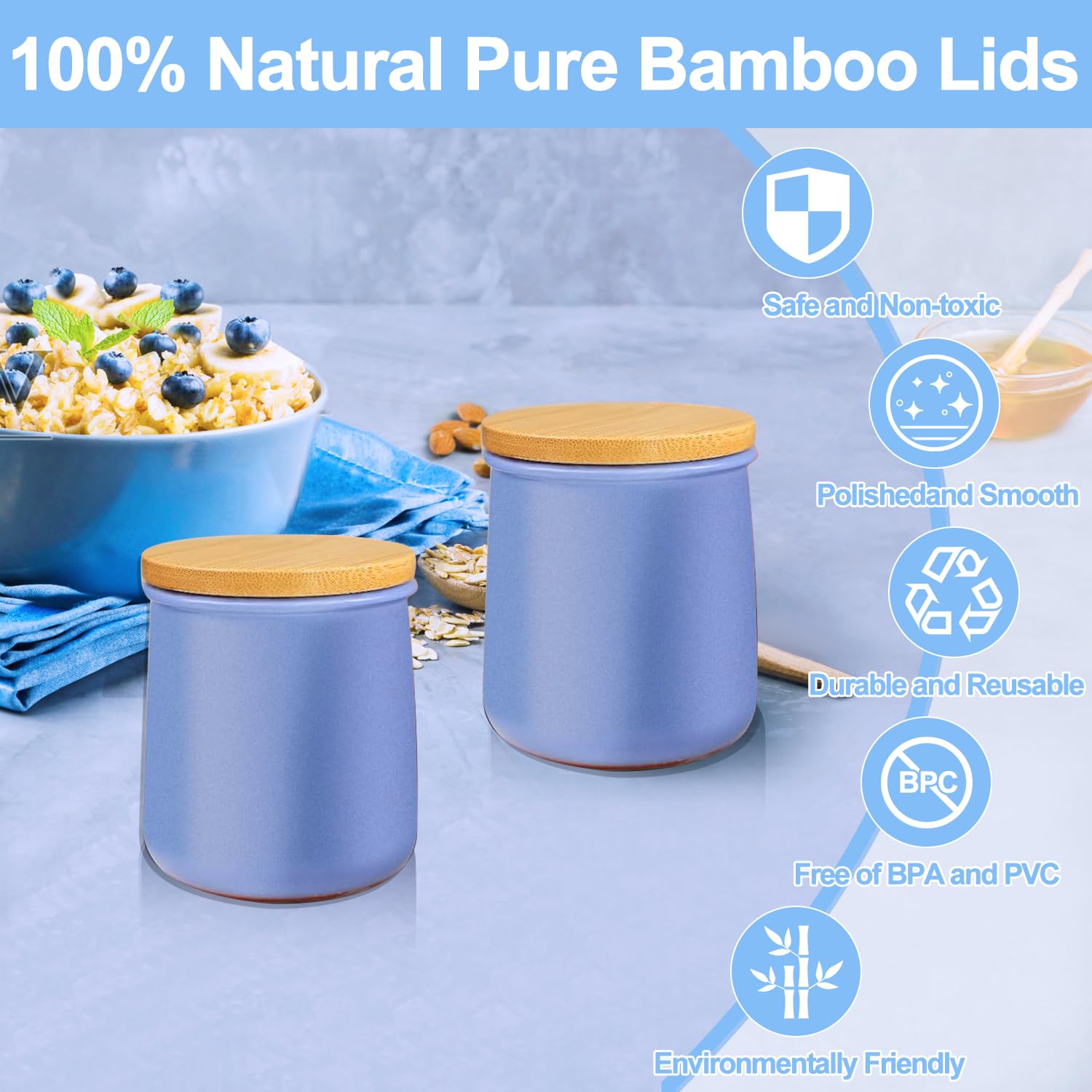 NLKACSY wooden lid is made from untreated bamboo, a natural alternative.