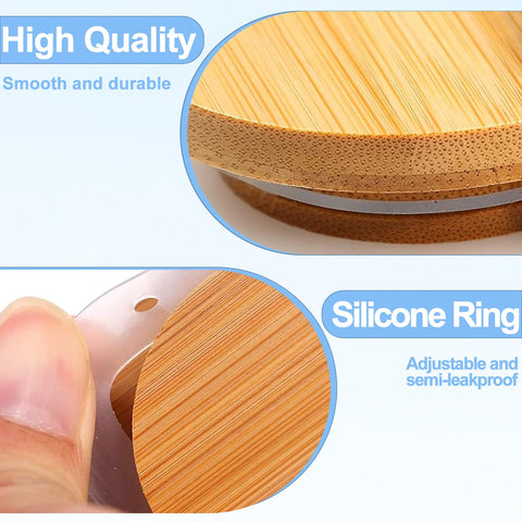 NLKACSY bamboo lid ideal for storing spices, jams, tea, and coffee.