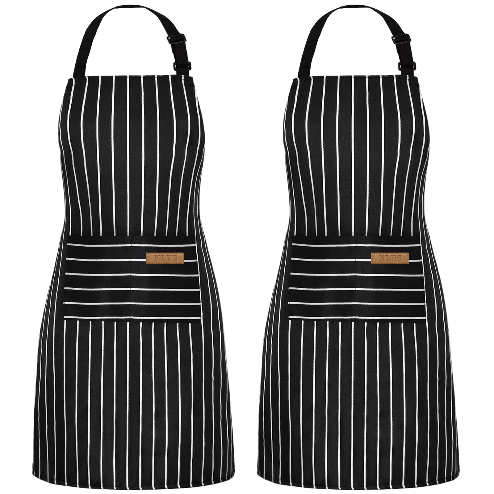 NLUS 2 pack cooking apron front view with pockets provides everyday kitchen protection