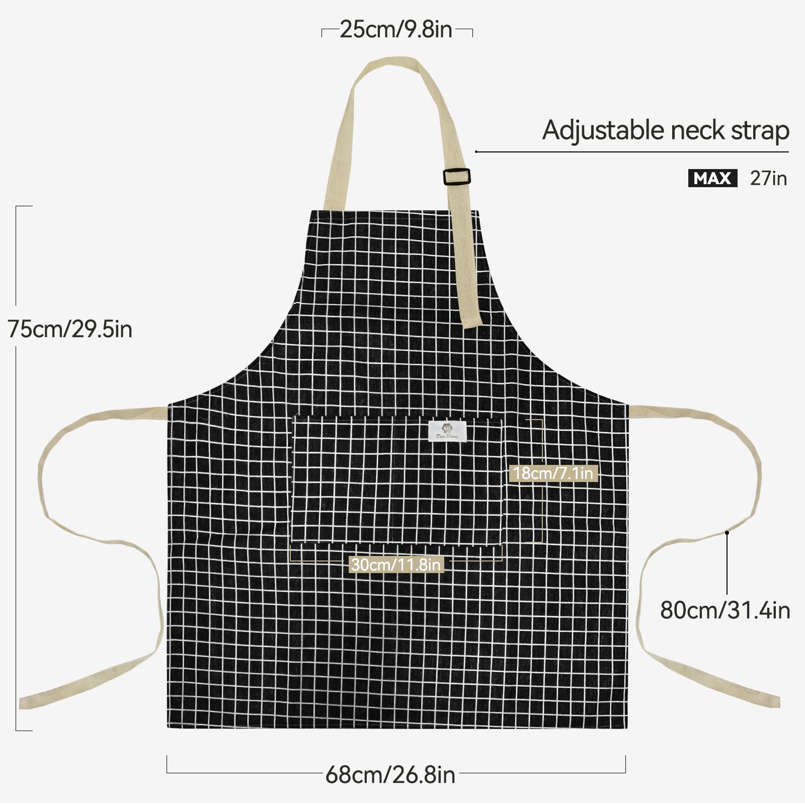 NLUS apron features two centered pockets for thermometer, phone, and recipes within easy reach