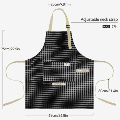 NLUS apron features two centered pockets for thermometer, phone, and recipes within easy reach
