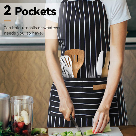 NLUS apron black stripes front view with two pockets