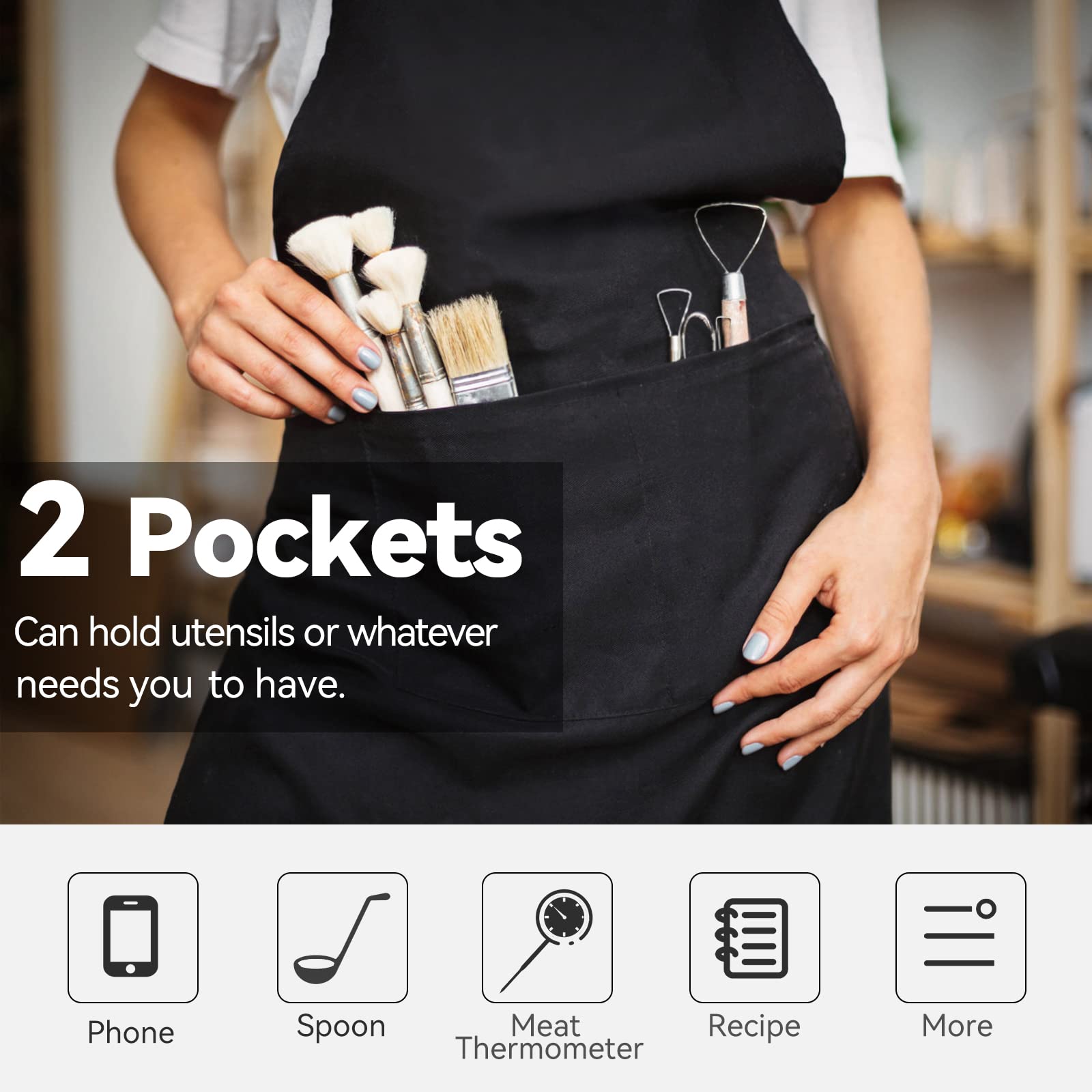 NLUS apron with long waist ties for secure wear